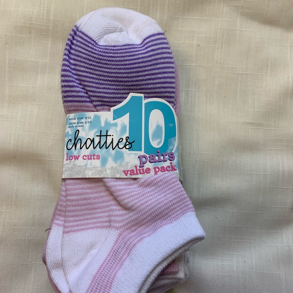 Chatties Pink and Purple Striped Low Cut Socks Pack